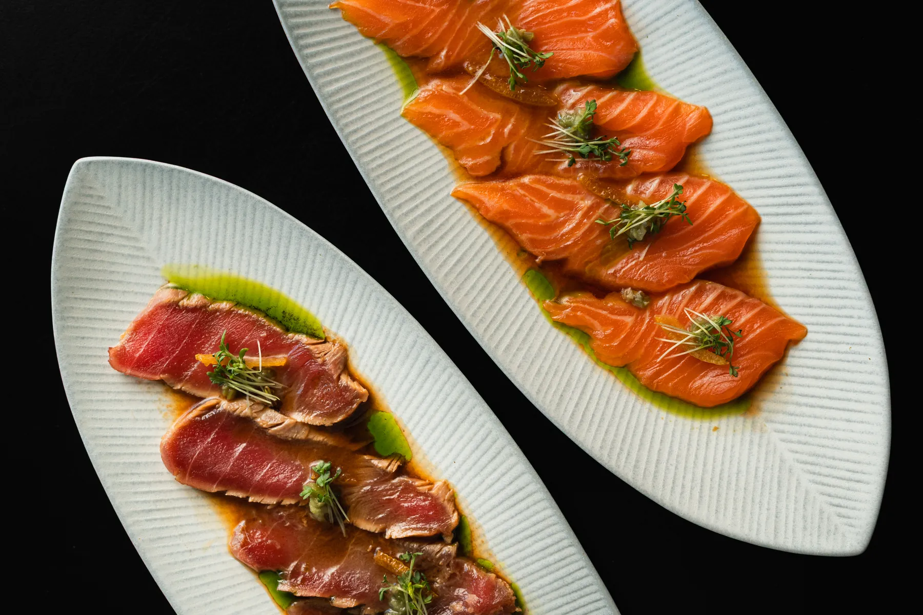 Sashimi z tuniaka a lososa